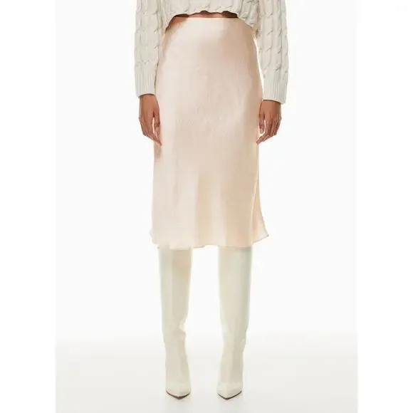 Aritzia Babaton Slip Satin Midi Skirt Size 4 in Denude Color NWOT - Picture 3 of 11